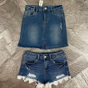 Denim Skirt and shorts bundle!!